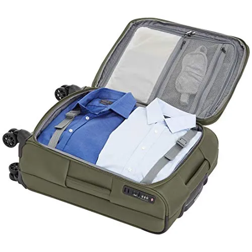 AmazonBasics 2 Piece Expandable Softside Spinner Luggage Suitcase With TSA Lock And Wheels Set - Olive
