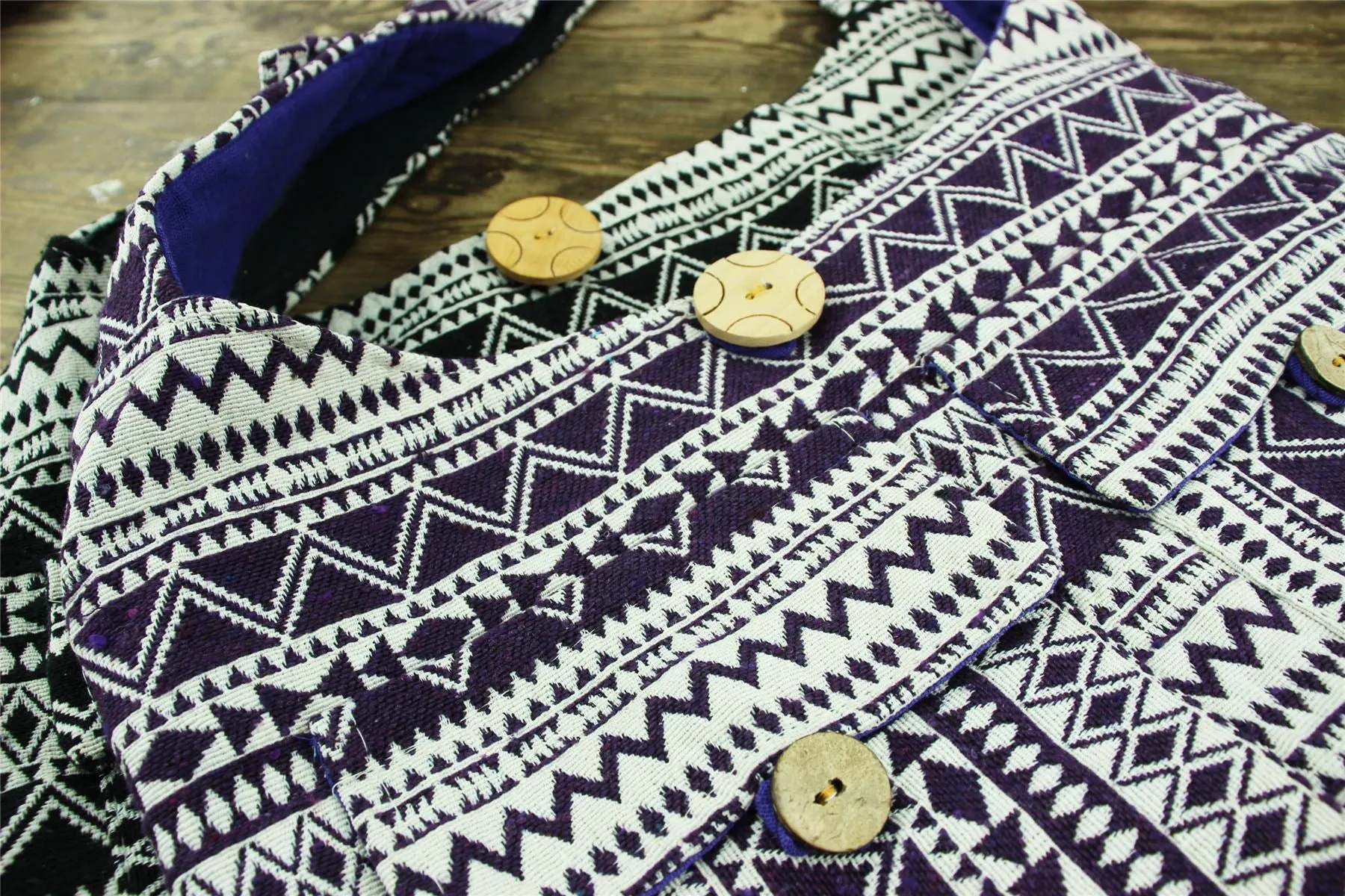 Cotton Canvas Sling Shoulder Bag - Purple