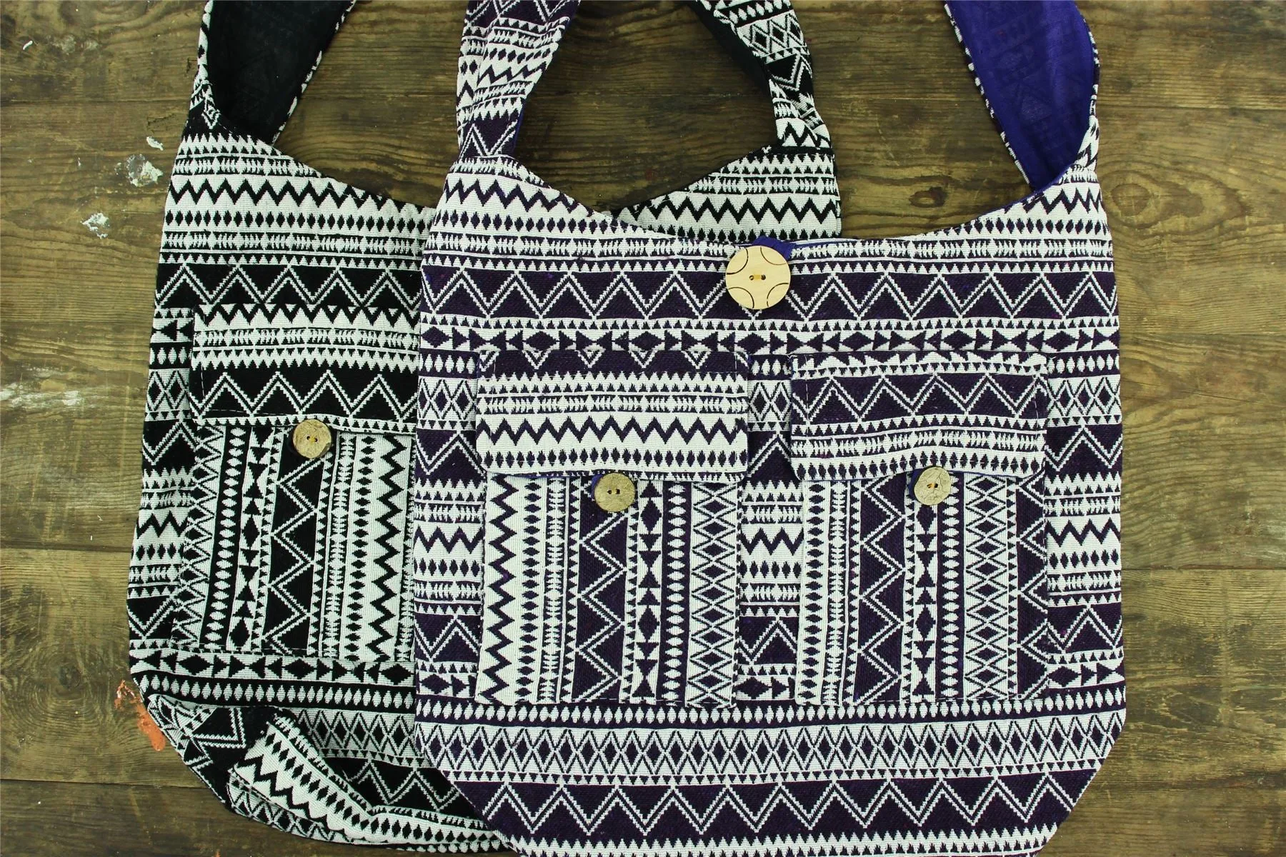 Cotton Canvas Sling Shoulder Bag - Purple