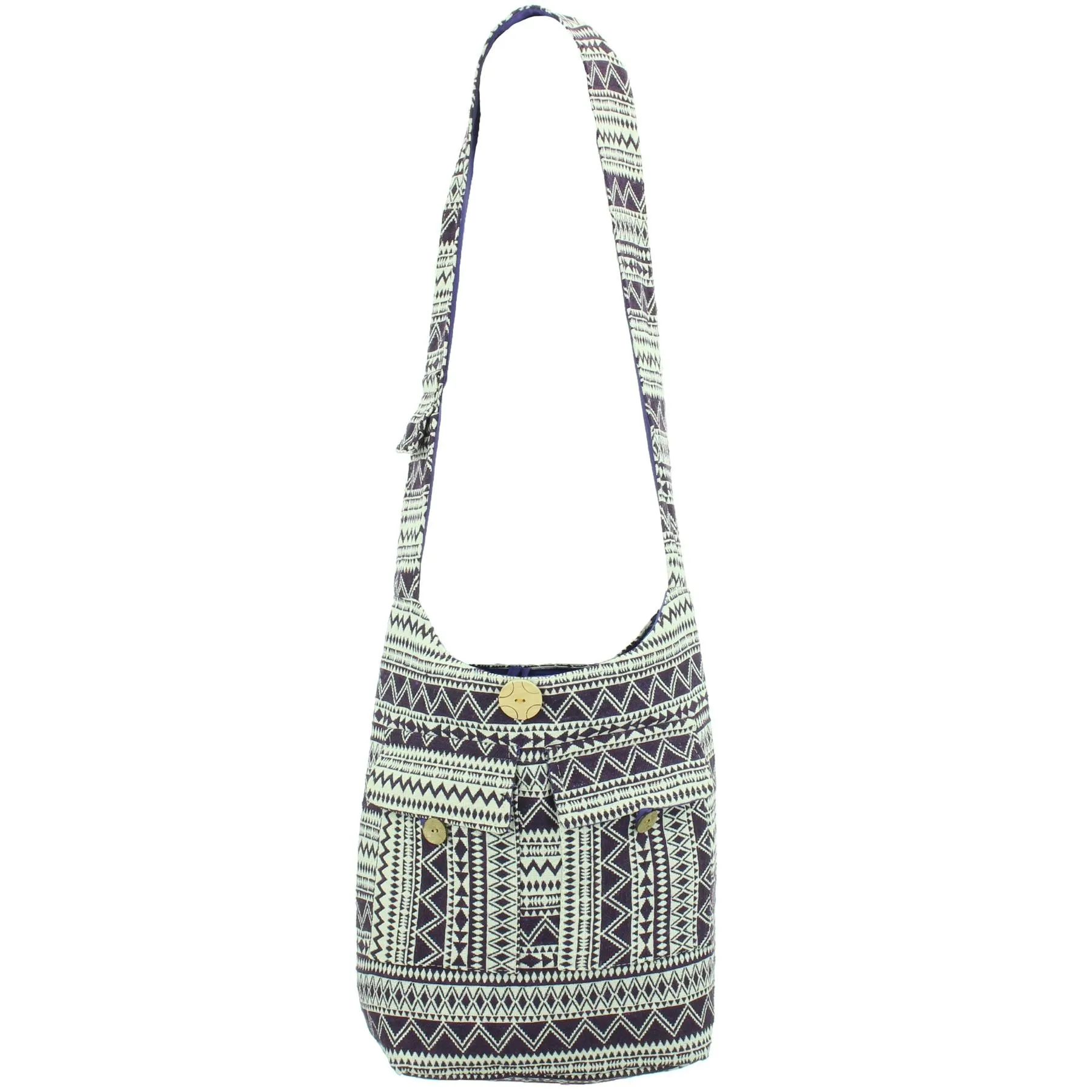 Cotton Canvas Sling Shoulder Bag - Purple