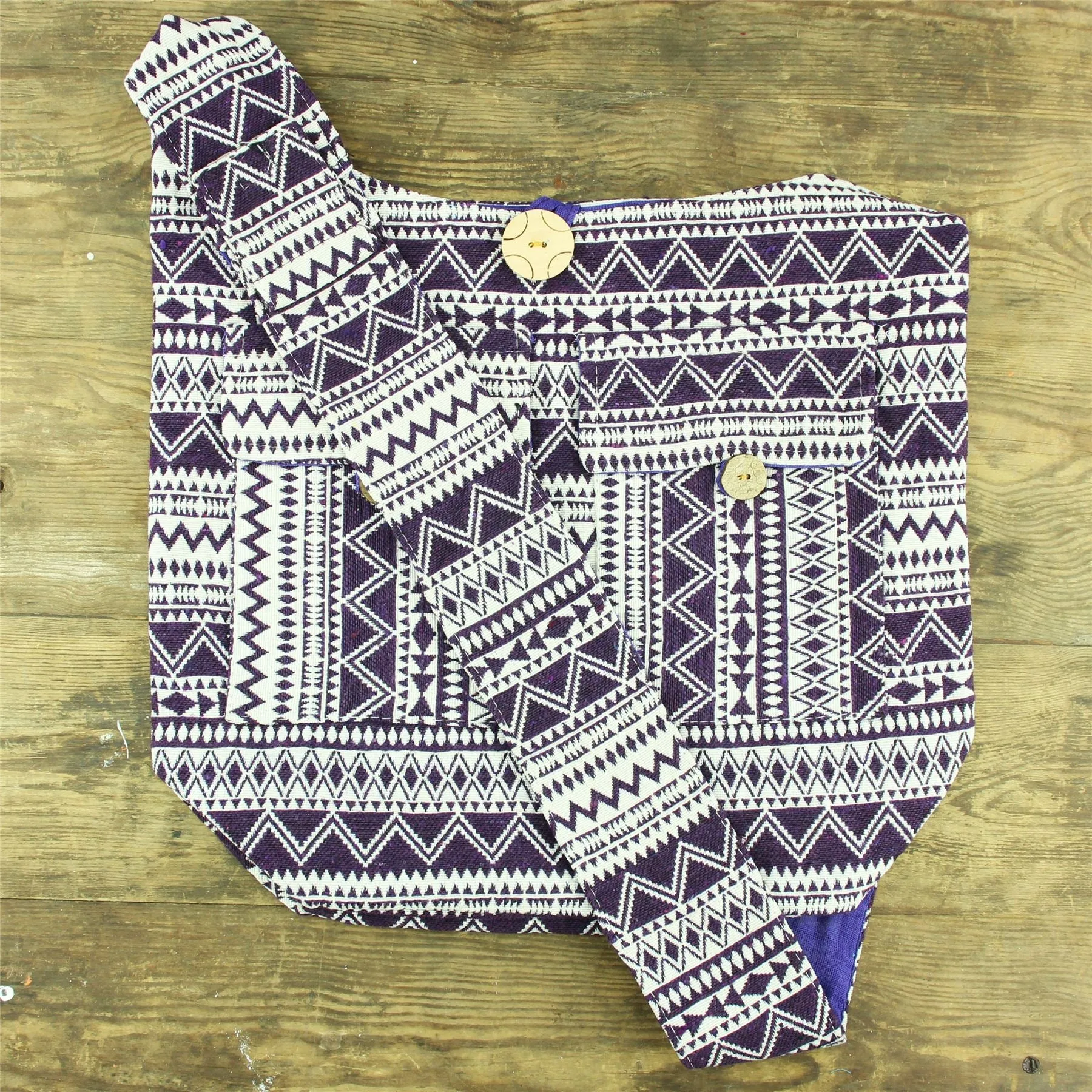 Cotton Canvas Sling Shoulder Bag - Purple