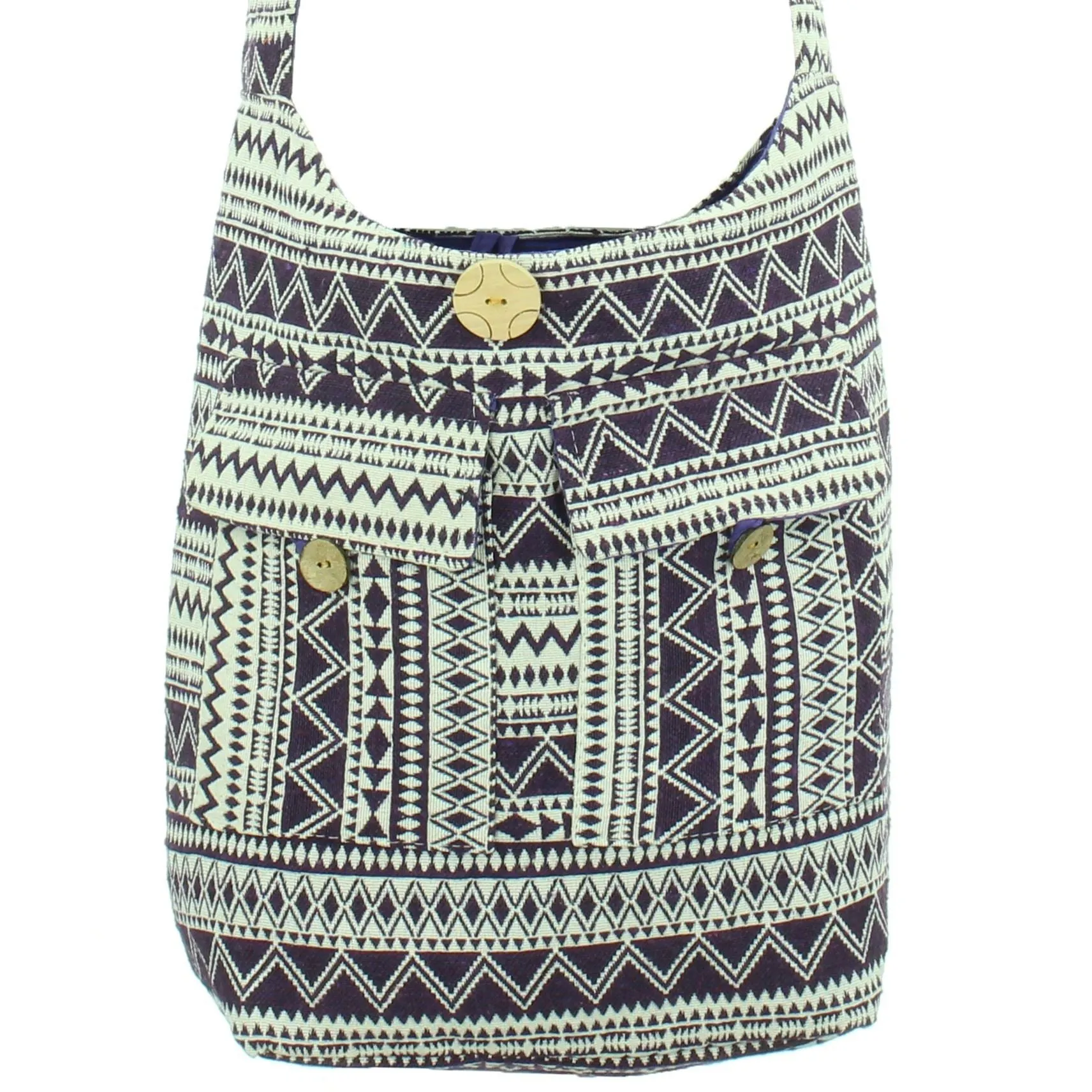 Cotton Canvas Sling Shoulder Bag - Purple