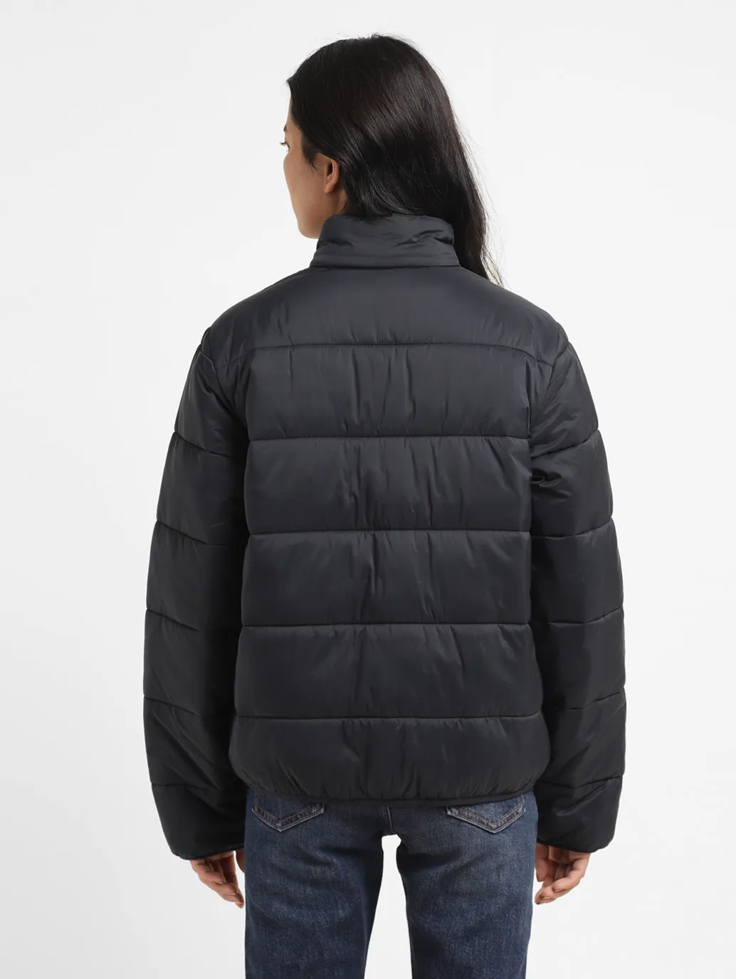 Women's Solid High Neck Quilted Jacket