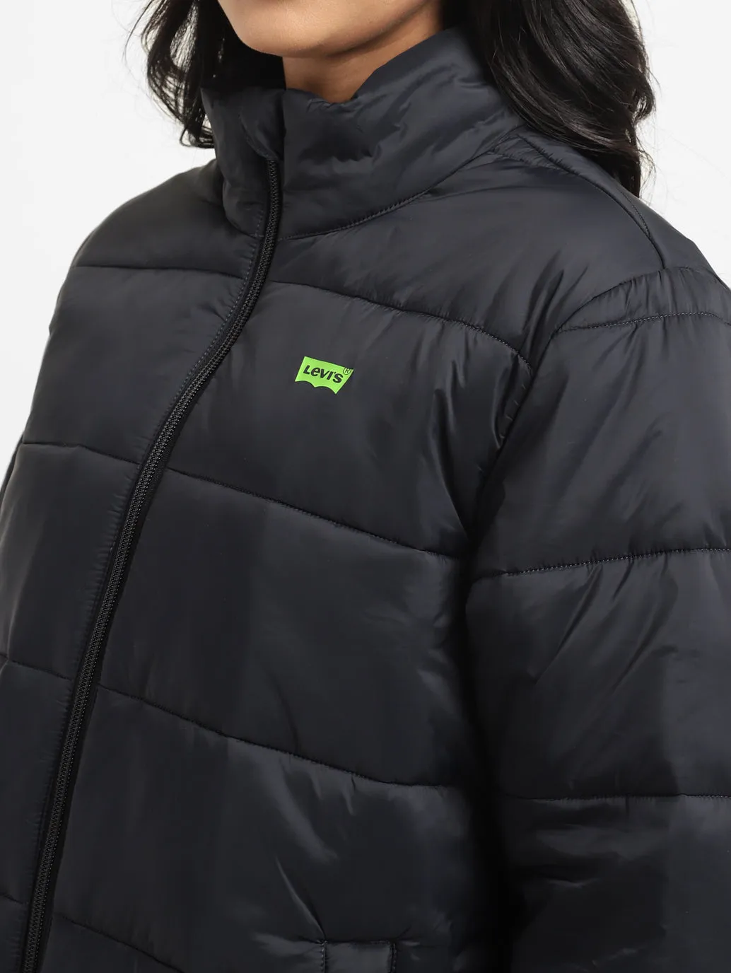 Women's Solid High Neck Quilted Jacket